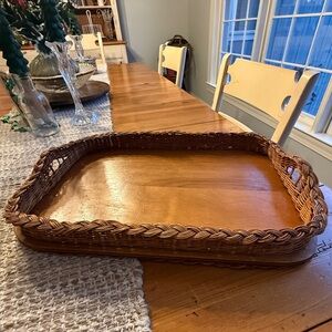 Woven Rattan Serving Tray - Brown Handcrafted Woven in Warm Brown MCM Vintage